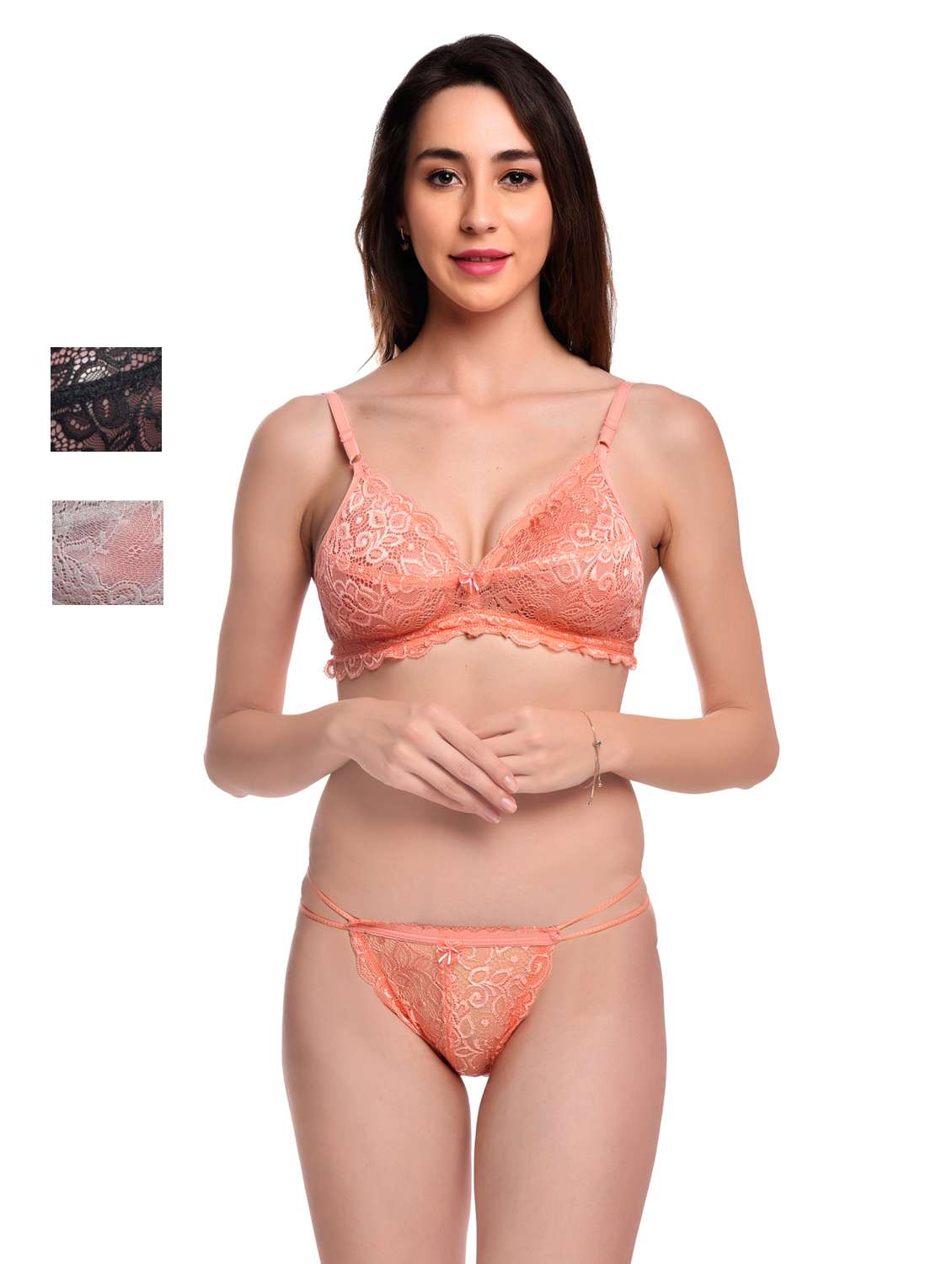 pack of 3 net bra and panty set - 20612048 -  Zoom Image - 0