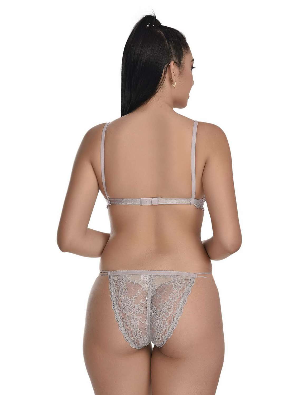 grey net bras and panty set - 20612055 -  Standard Image - 3