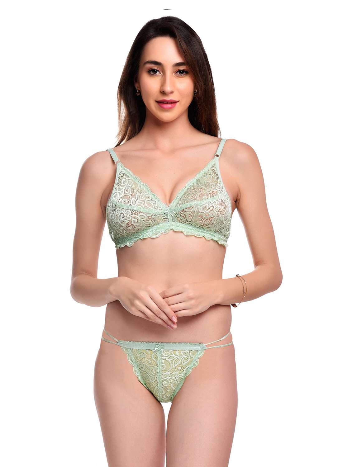 green net bras and panty set