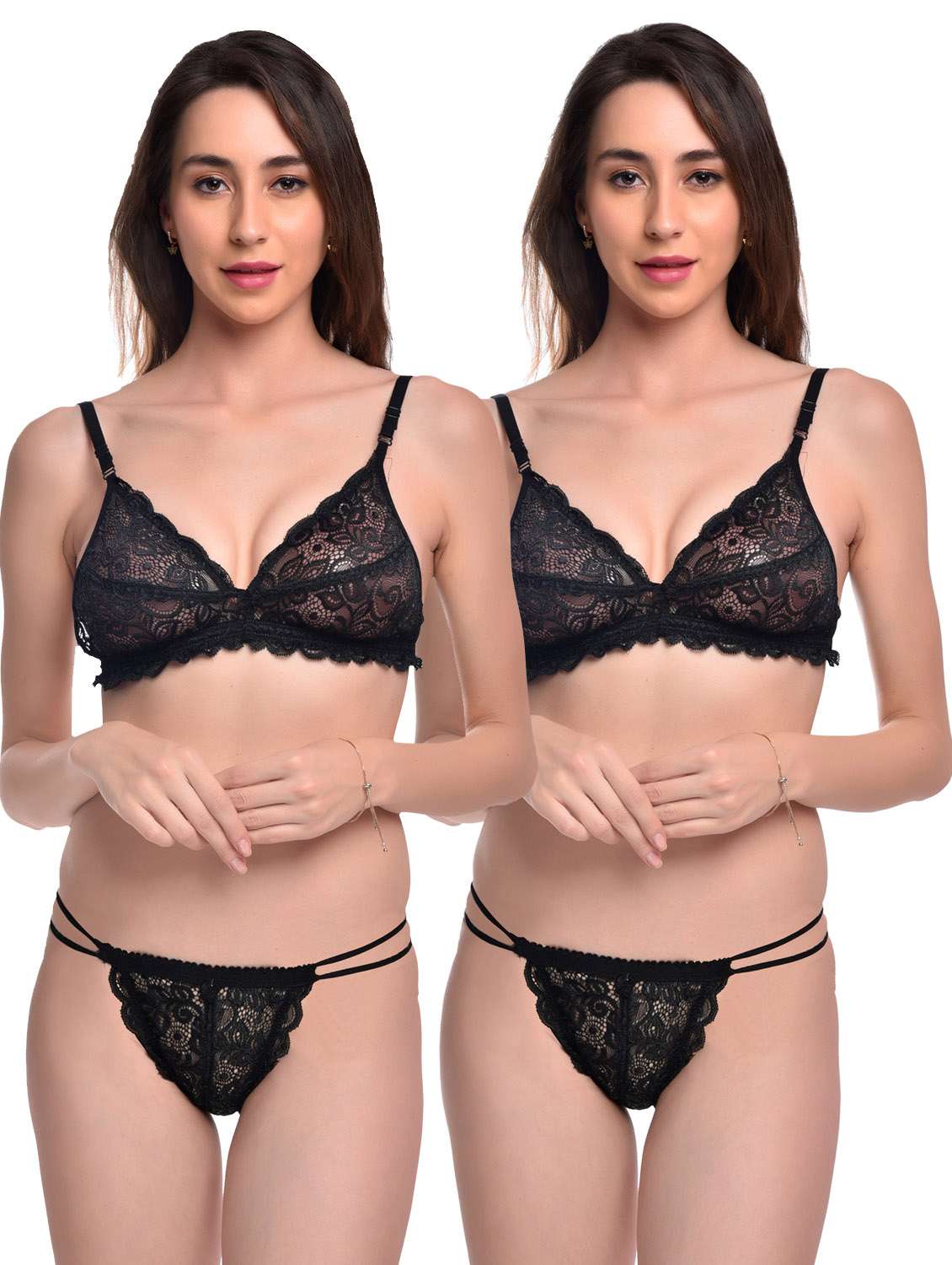 pack of 2 lace bra and panty set