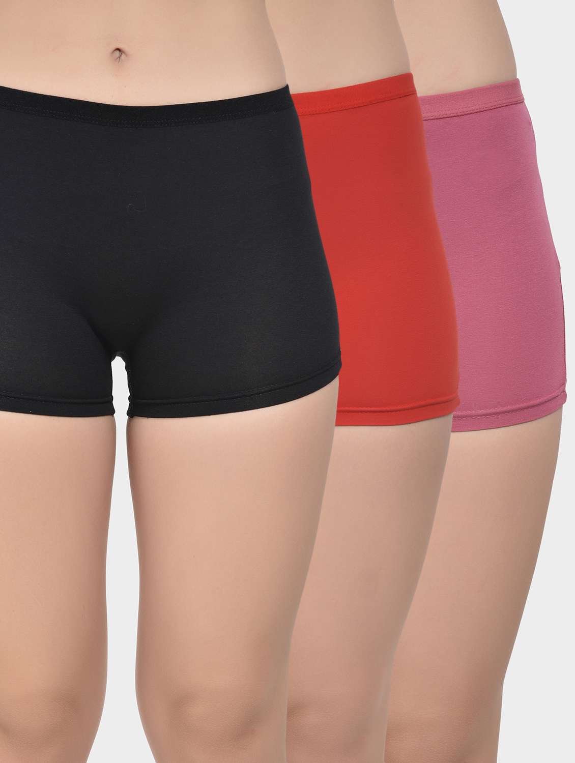 pack of 3 solid boy shorts panties