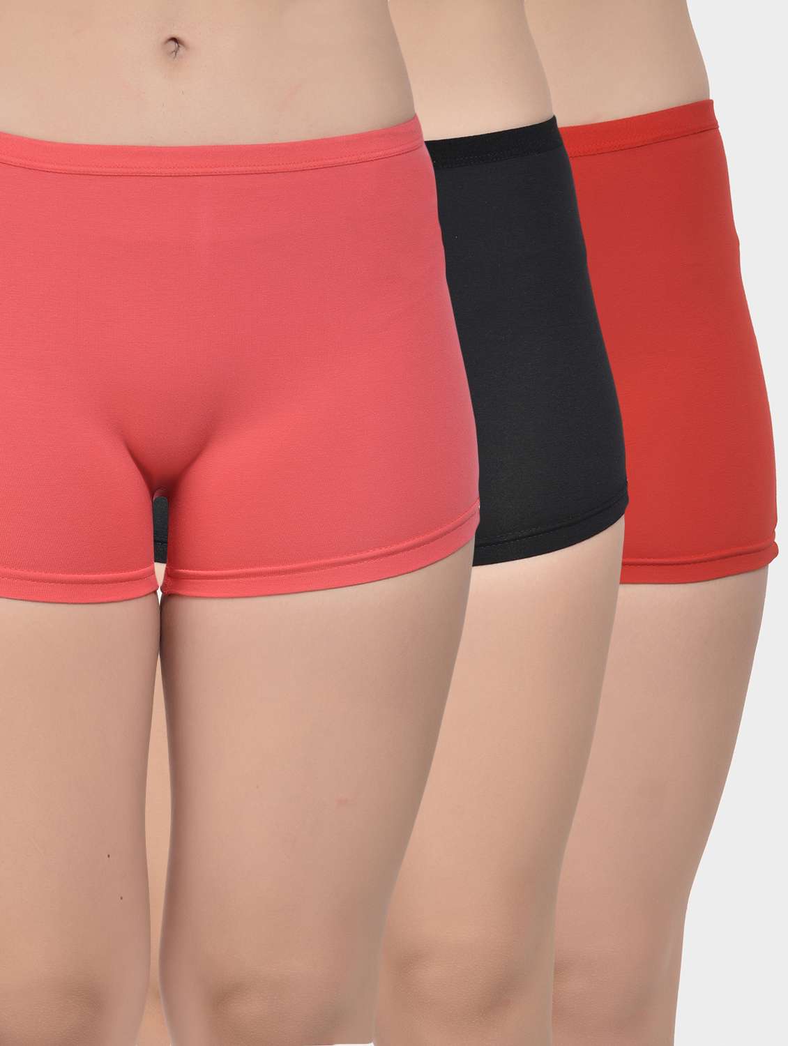 pack of 3 solid boy shorts panties