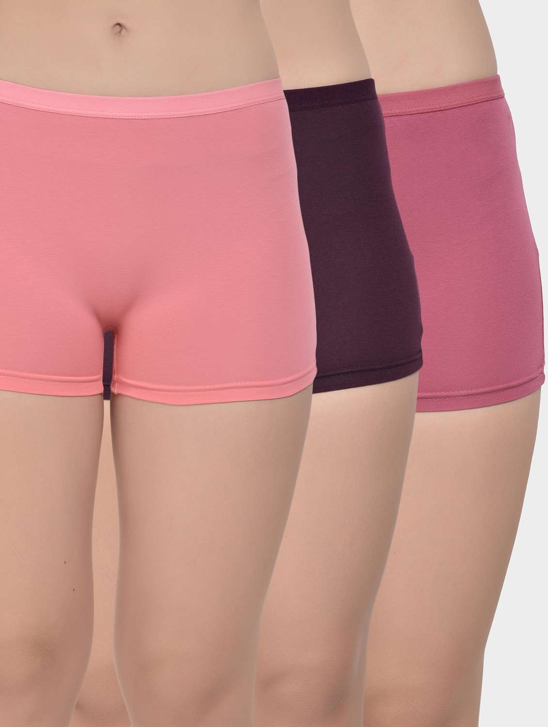 pack of 3 solid boy shorts panties