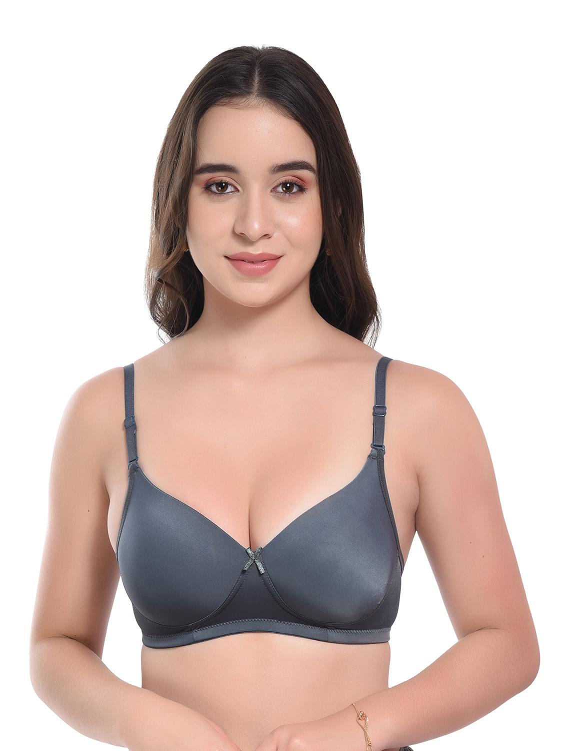 charcoal lycra push up bra - 20612401 -  Zoom Image - 0