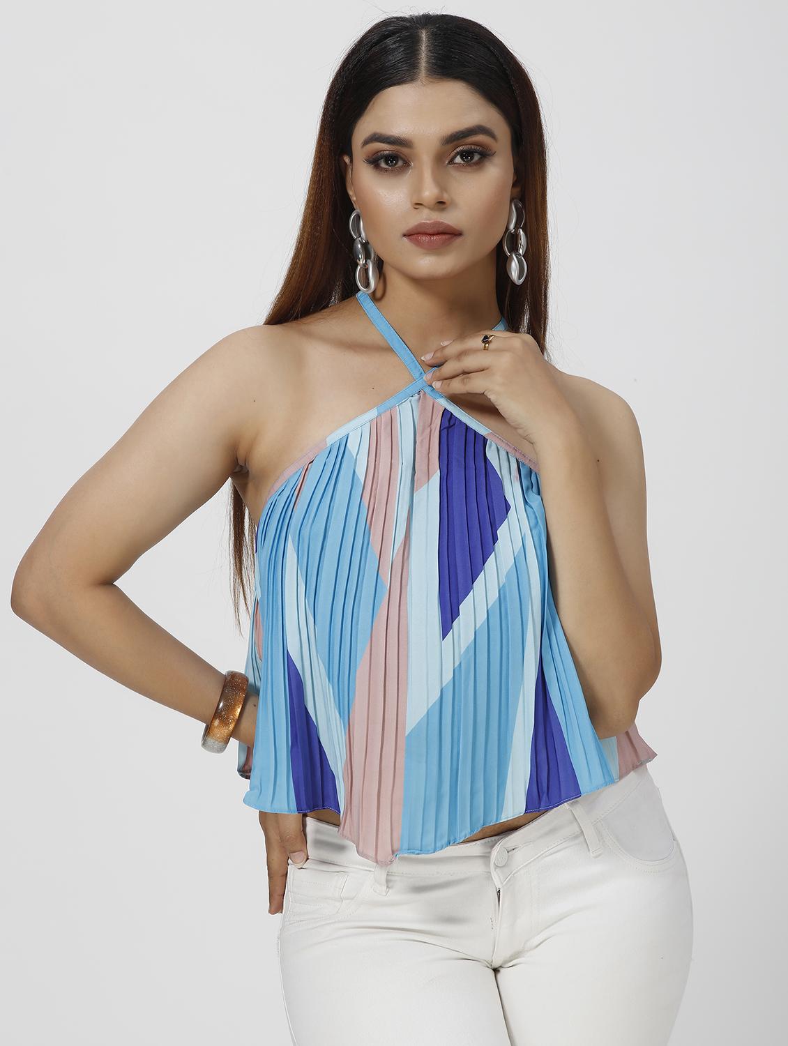 women multi coloured printed styled backless top - 20612482 - Zoom Image - 0
