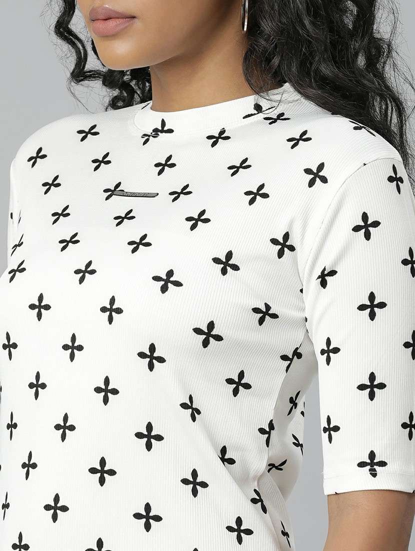 women white printed regular t-shirt - 20612590 - Standard Image - 5