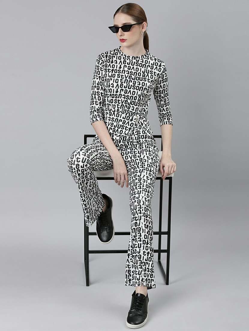 women black & white typographic top and trouser set  - 20612647 -  Standard Image - 3