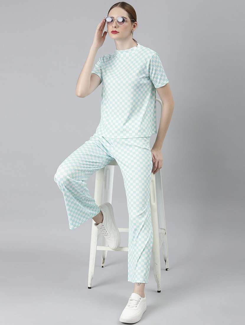 women checkered top and trouser co-ord set - 20612657 -  Standard Image - 3
