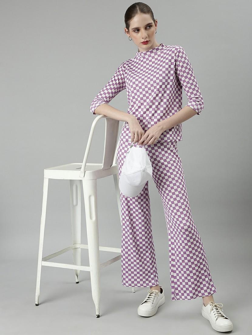 women checkered top and trouser co-ord set - 20612660 - Standard Image - 3
