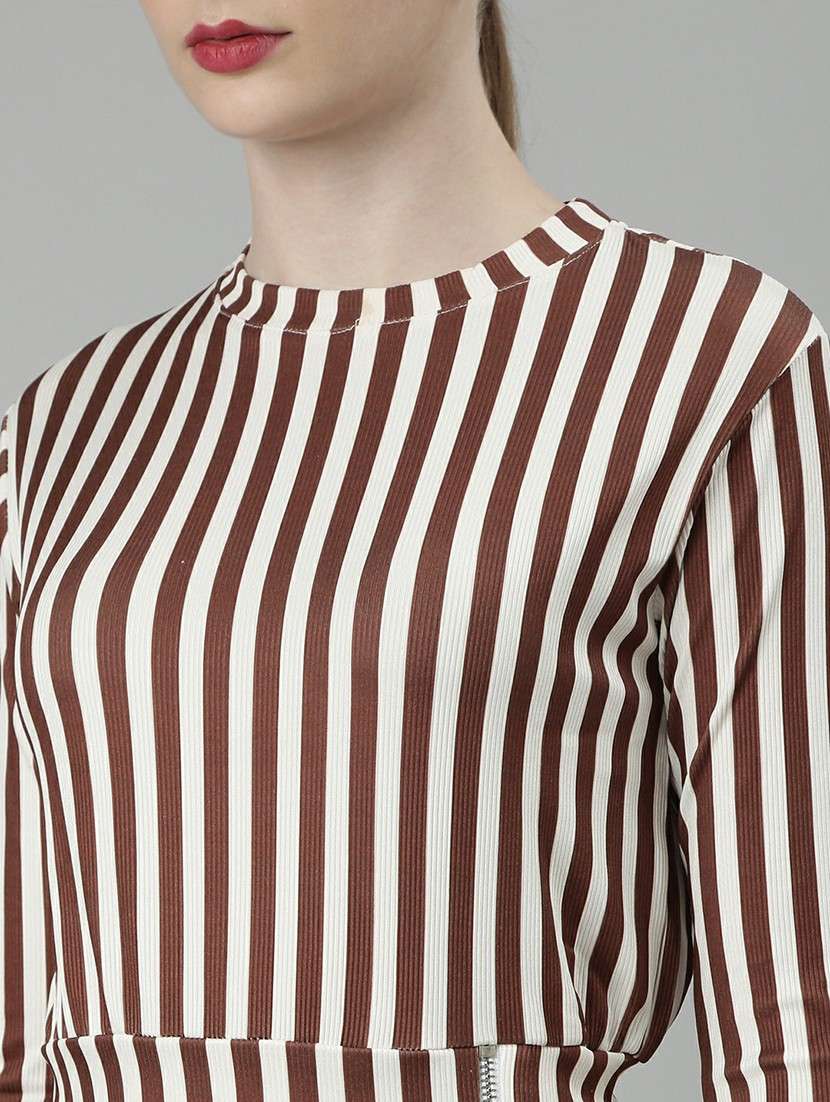 women brown & white striped top and trouser set  - 20612662 -  Standard Image - 5