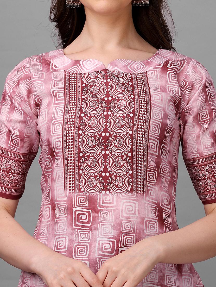 maroon printed kurta pant set - 20613935 - Standard Image - 5