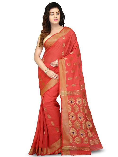 women's floral red colored saree with blouse - 20613958 -  Standard Image - 0