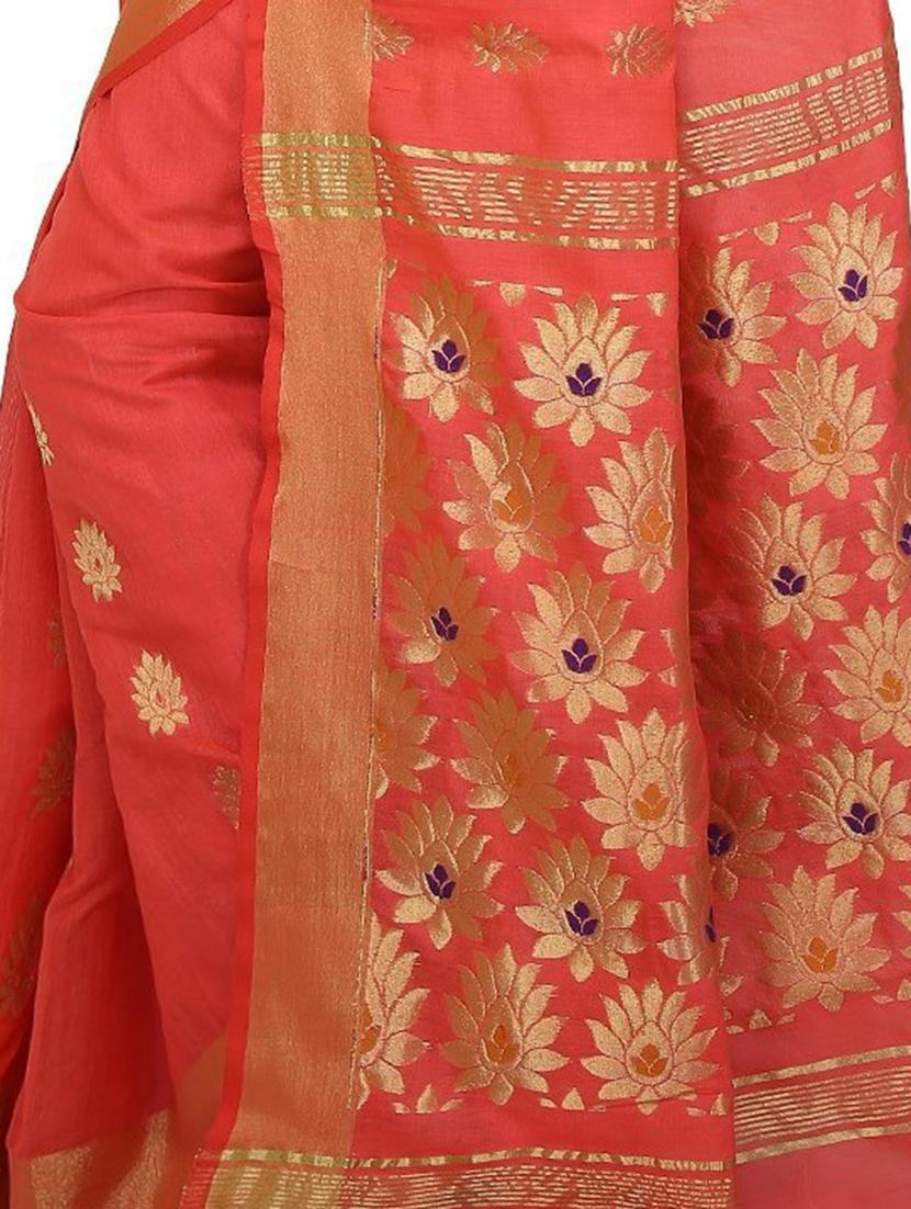 women's floral red colored saree with blouse - 20613958 - Standard Image - 3