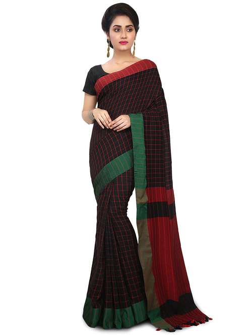 women multi color checks handloom saree with blouse - 20613977 -  Standard Image - 0