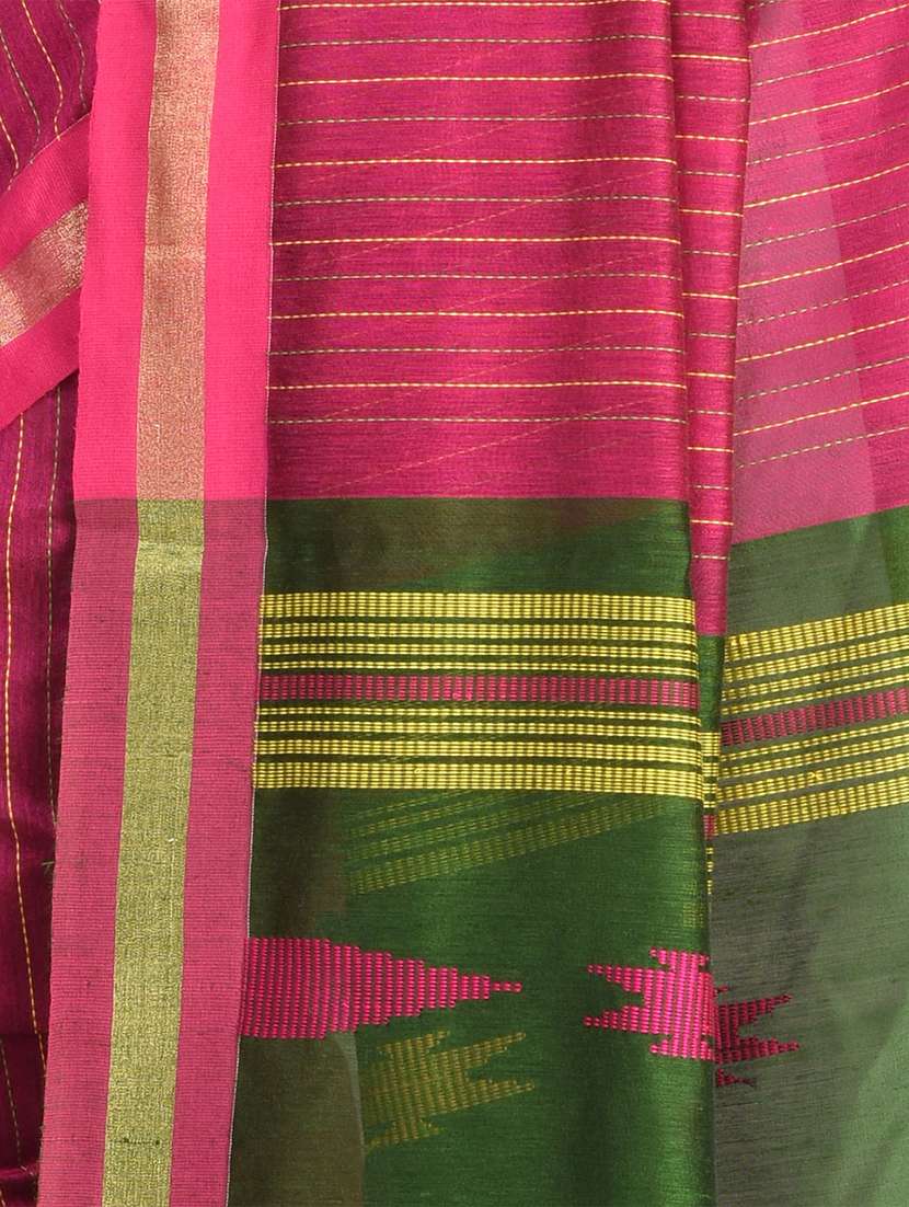 women pink self design handloom saree with blouse - 20613995 -  Standard Image - 3