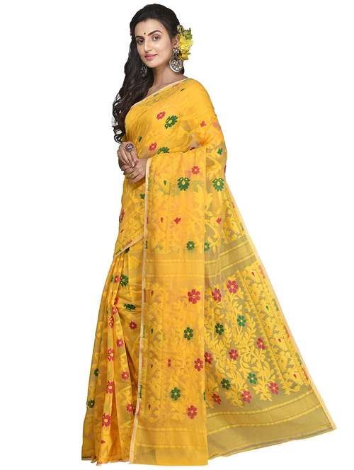 women's self design yellow colored saree with blouse - 20614008 -  Standard Image - 0