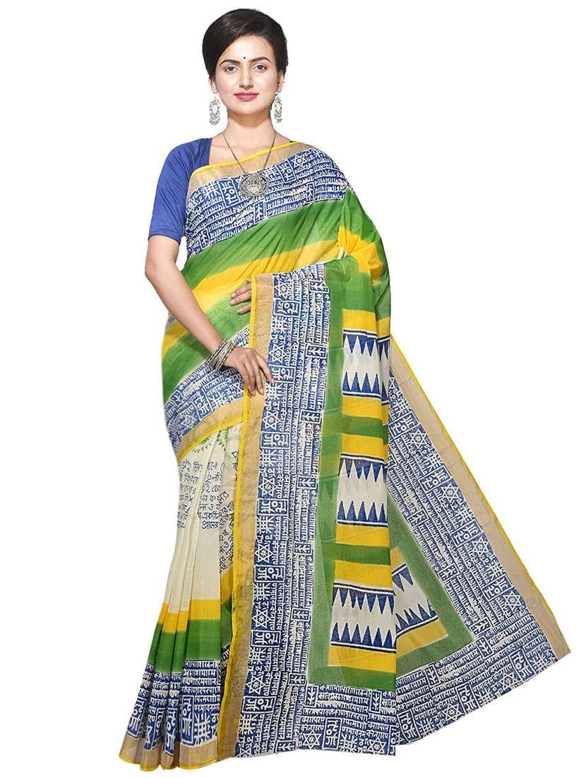 women multi color handloom saree with blouse