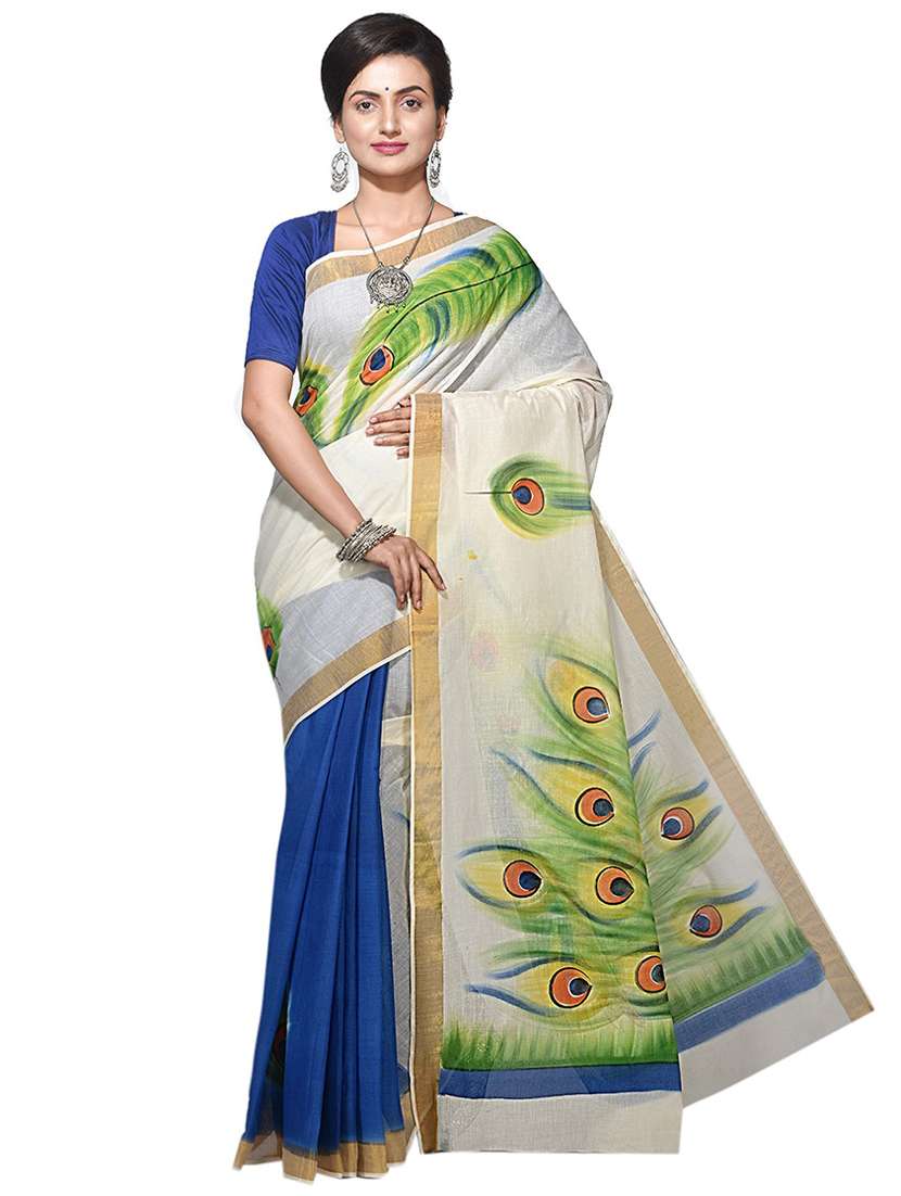 multi colored printed saree with blouse