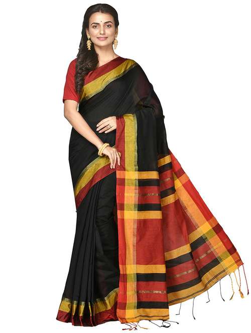 women black self design handloom saree with blouse - 20614036 -  Standard Image - 0