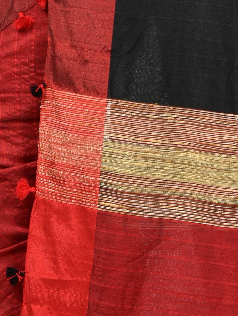 women black & red solid half and half saree with blouse - 20614047 - Standard Image - 3