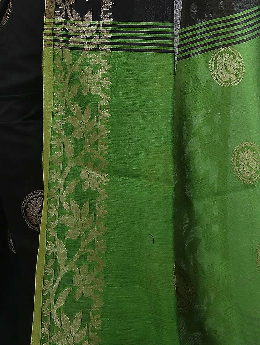 black self design bordered saree with blouse - 20614071 -  Standard Image - 3