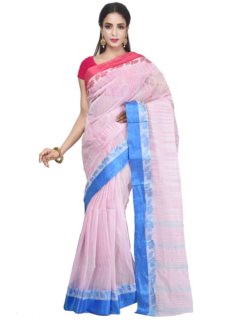 women multi color self design handloom saree with blouse