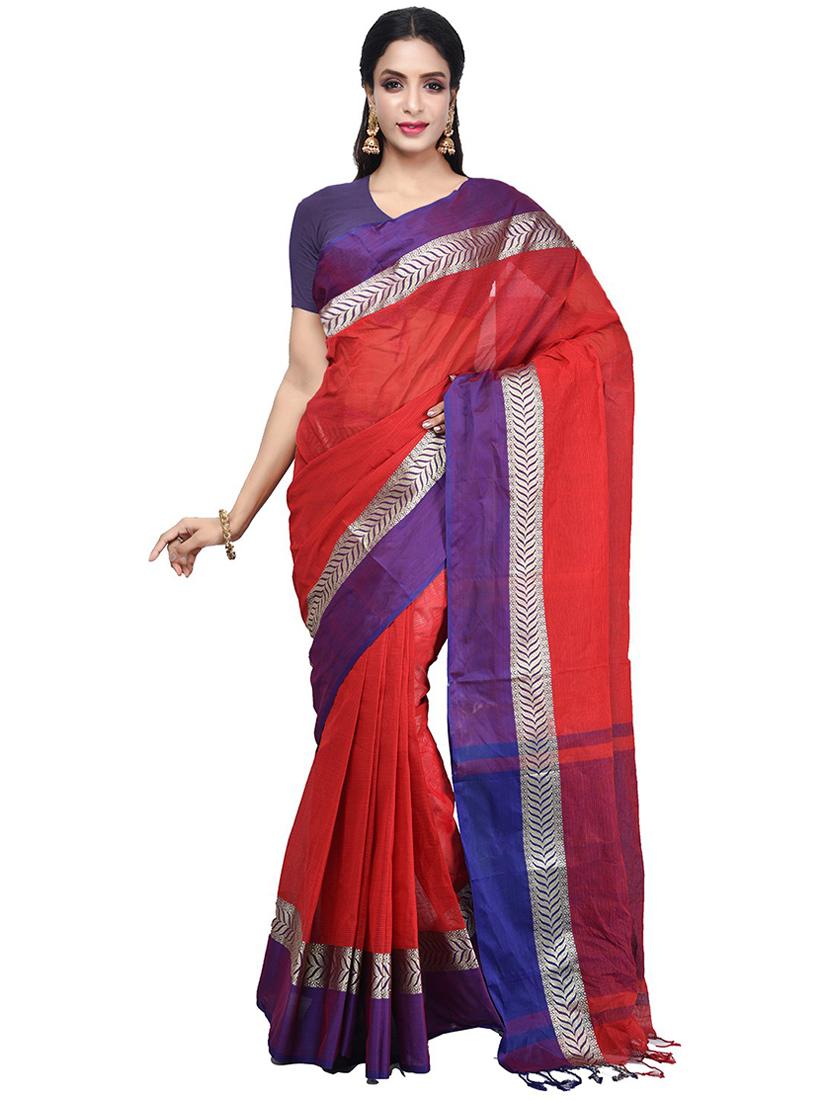 women solid plain saree with blouse - 20614082 - Zoom Image - 0