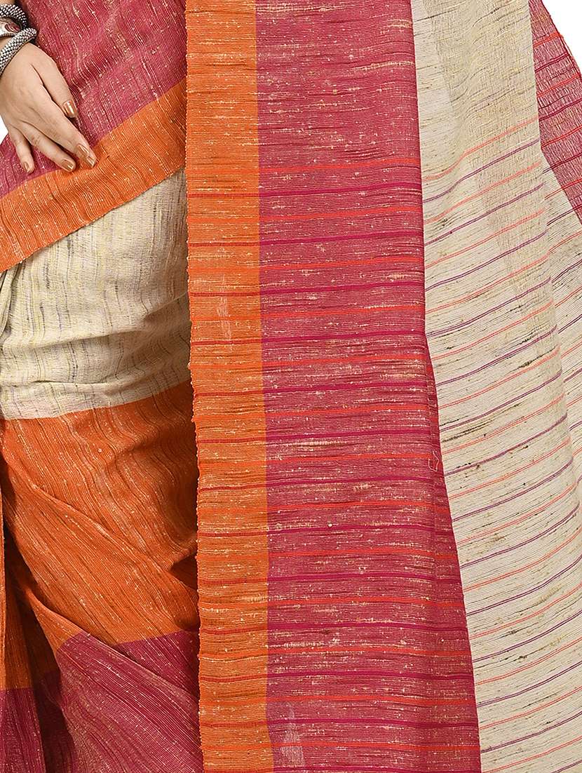 multi colored cotton blend handloom saree with blouse - 20614137 -  Standard Image - 3