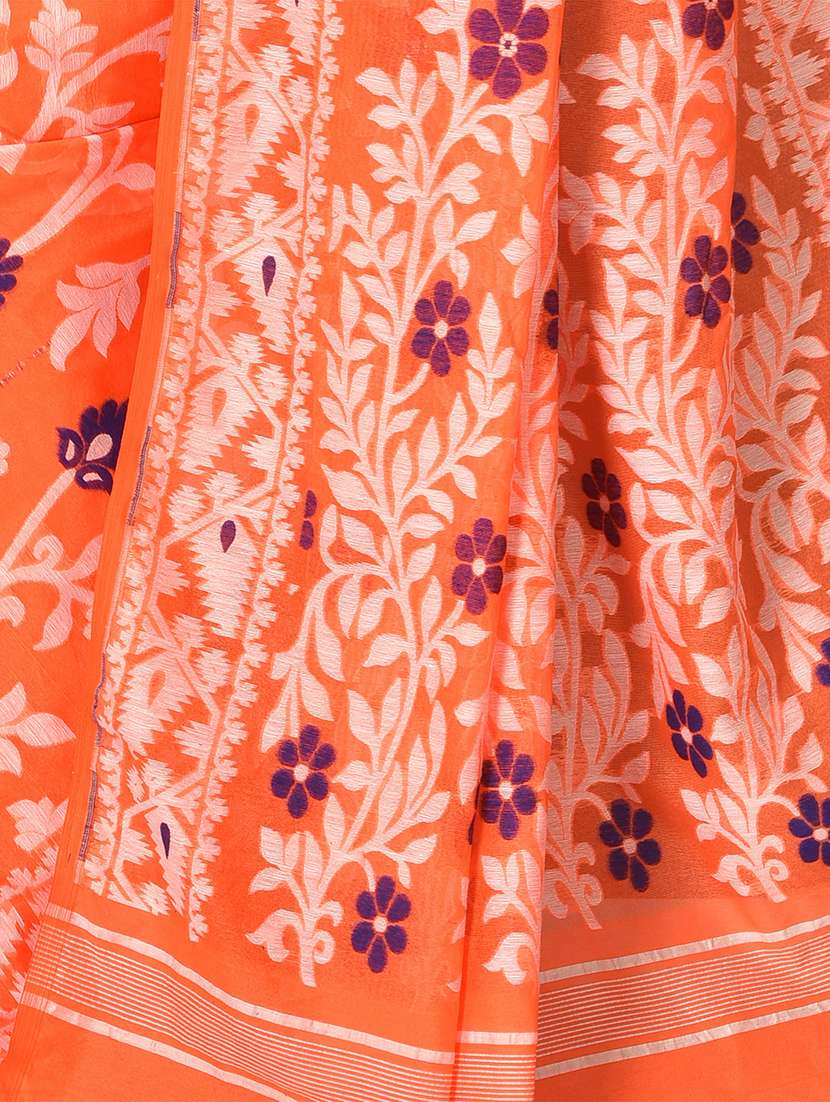 multi colored cotton blend jamdani saree with blouse - 20614149 -  Standard Image - 3