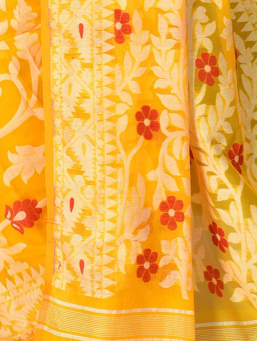 women's self design yellow colored saree with blouse - 20614155 - Standard Image - 3