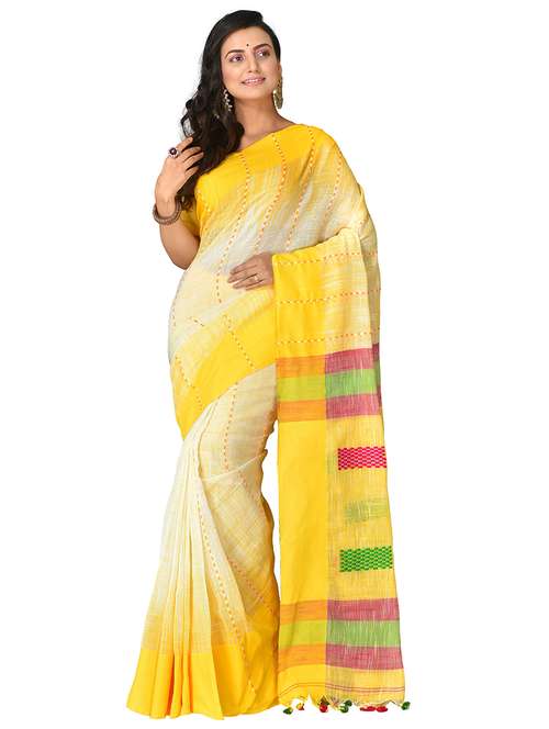 women's solid with work multi colored saree with blouse - 20614160 -  Standard Image - 0