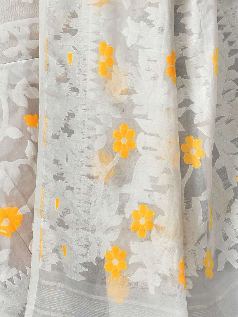 women's self design white colored saree with blouse - 20614163 -  Standard Image - 3