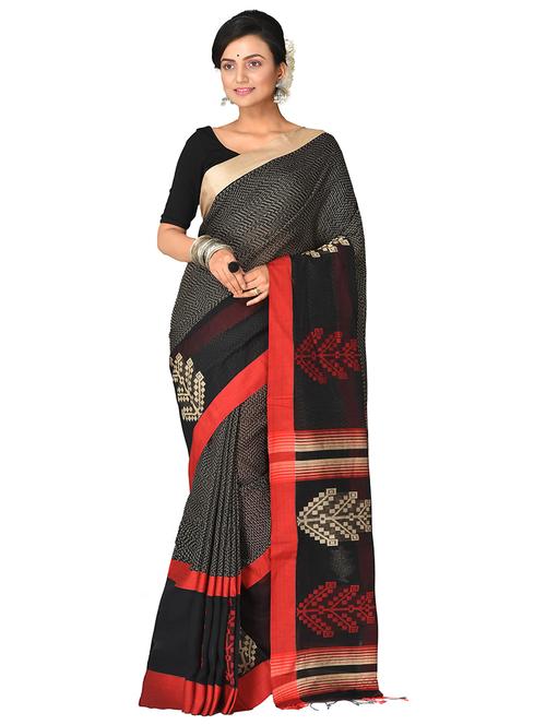 women's printed black colored saree with blouse - 20614164 -  Standard Image - 0