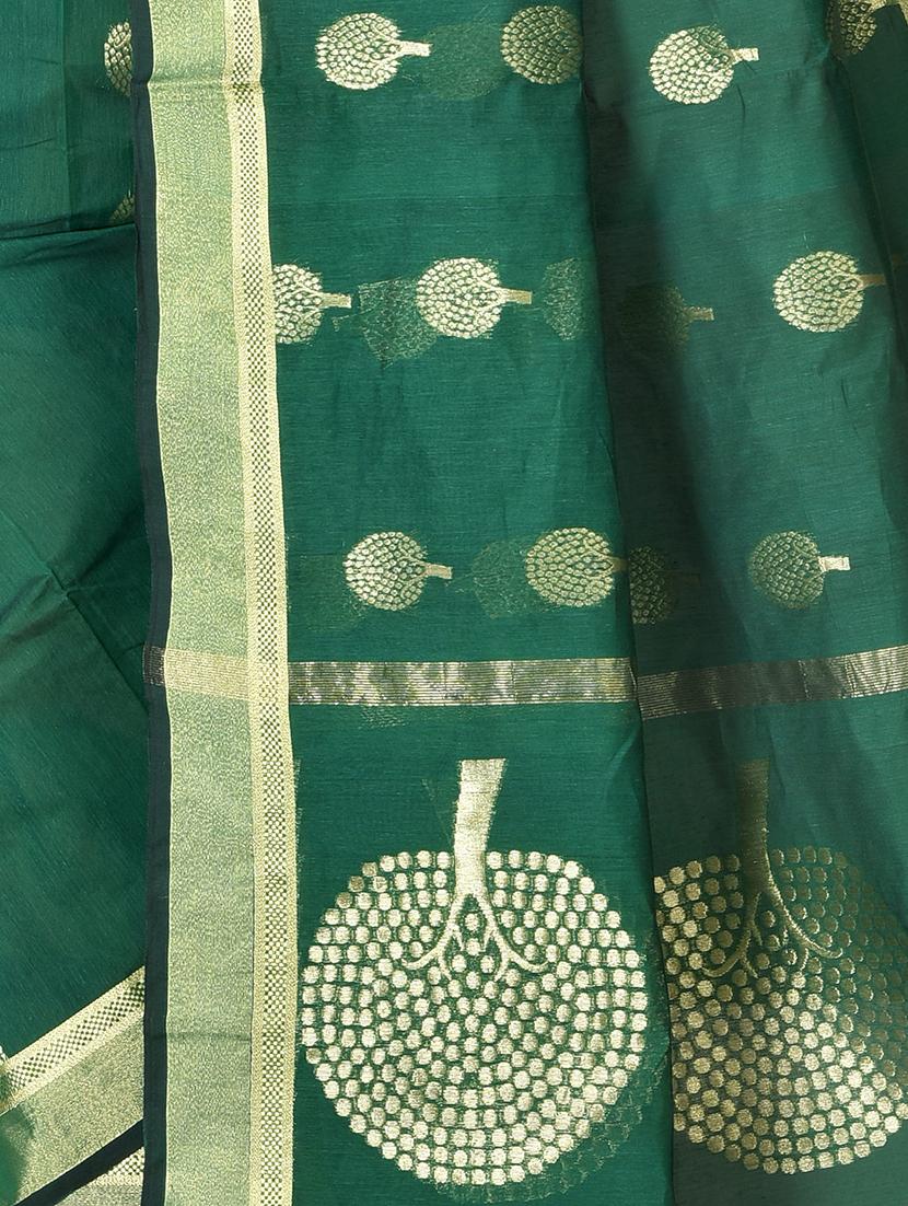 women's self design bottle green colored saree with blouse - 20614168 - Standard Image - 3