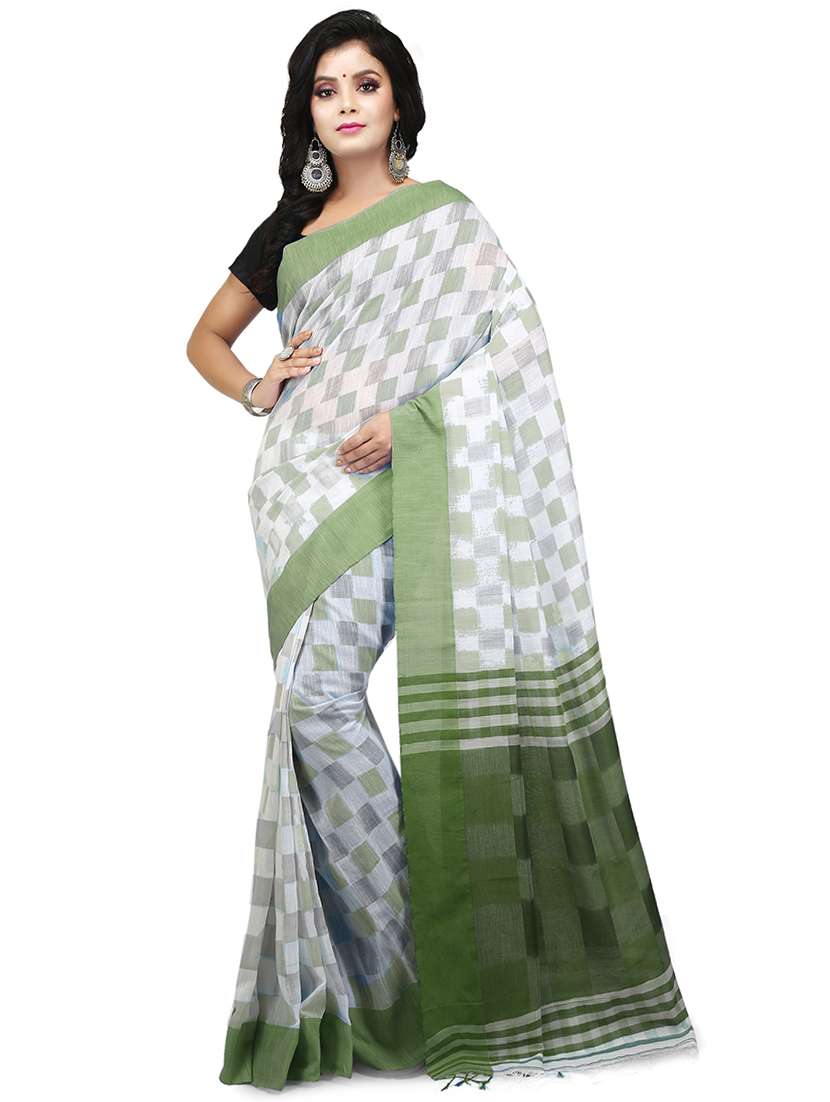 multi colored cotton blend handloom saree with blouse