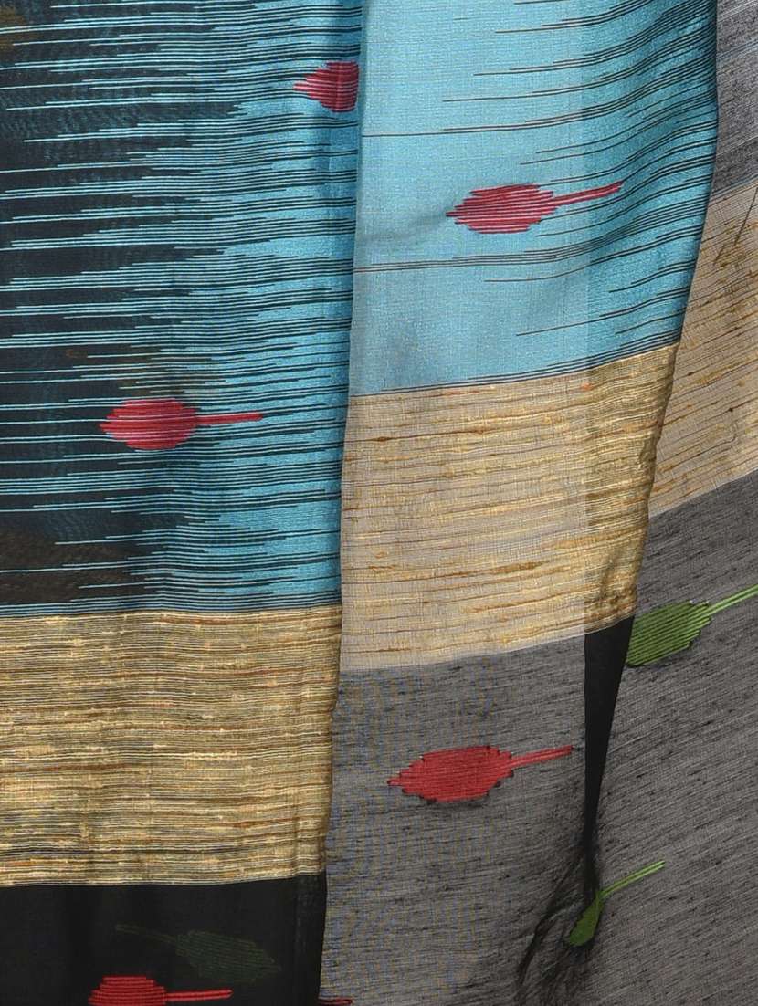 multi colored self design handloom saree with blouse - 20614241 -  Standard Image - 3