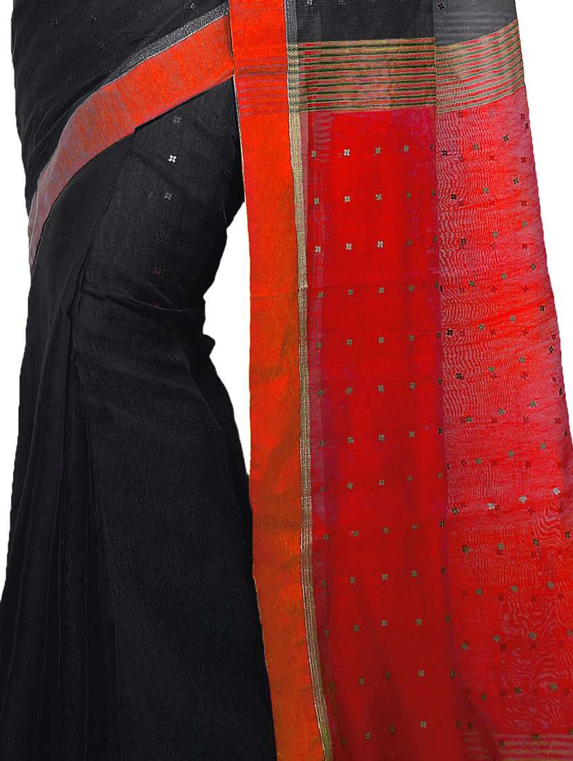 women black self design handloom saree with blouse - 20614242 - Standard Image - 3