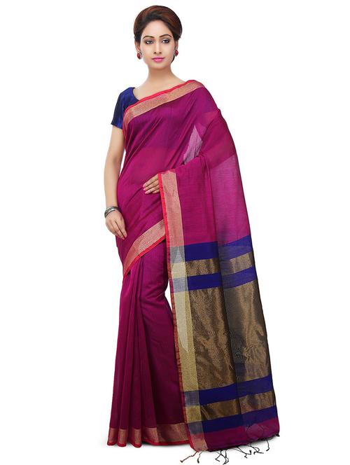 women solid with bordered saree with blouse - 20614276 -  Standard Image - 0