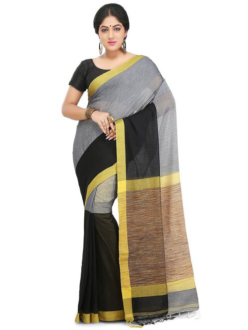 multi colored self design handloom saree with blouse - 20614285 - Standard Image - 0