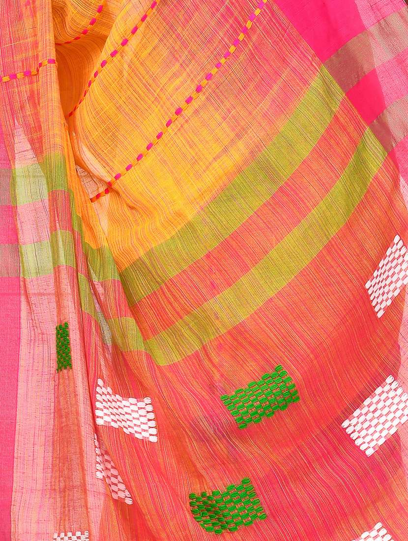 women orange embroidered handloom saree saree with blouse - 20614312 -  Standard Image - 3