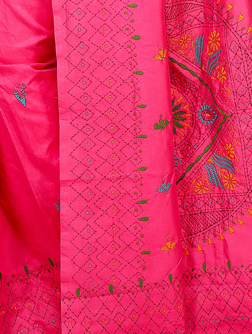 women pink embroidered saree with blouse - 20614337 -  Standard Image - 3
