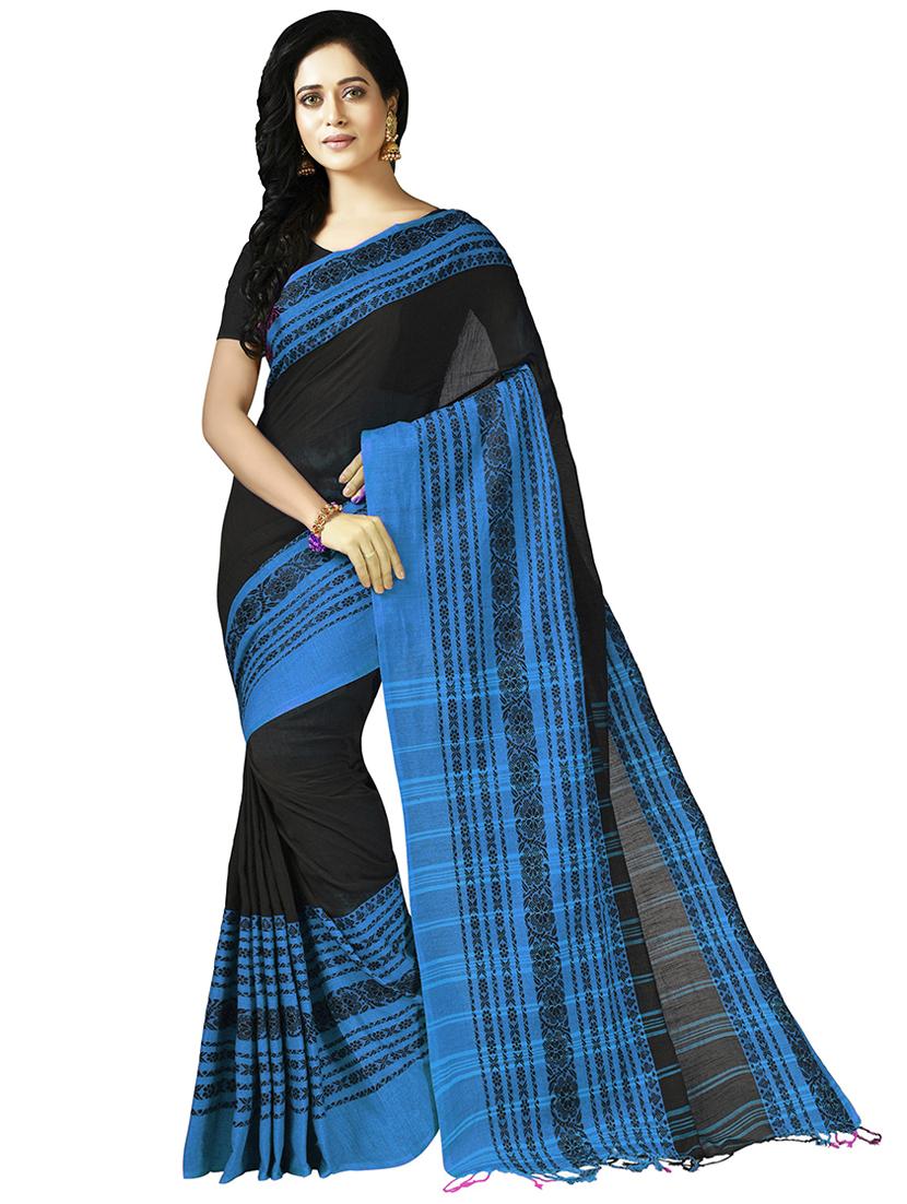 women's self design black colored saree with blouse - 20614374 - Zoom Image - 0