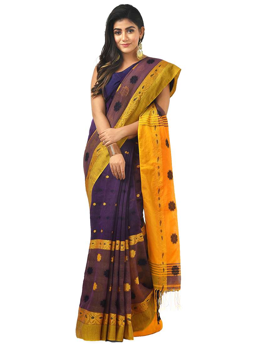 women multi color self design handloom saree with blouse - 20614399 -  Zoom Image - 0