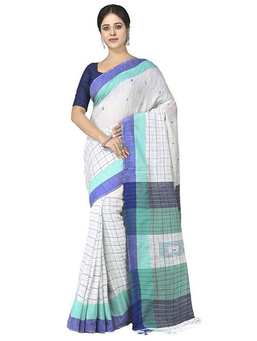 women white self design handloom saree with blouse - 20614435 - Standard Image - 0