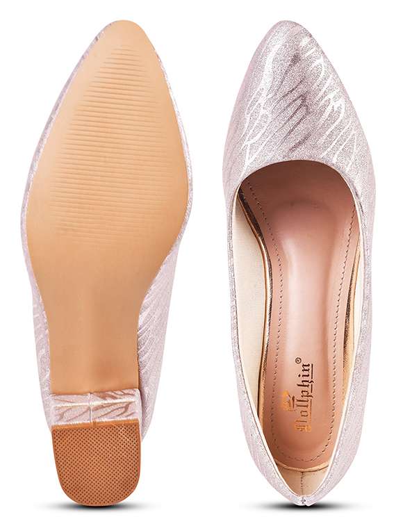women sliver shimmery slip on pumps - 20614447 - Standard Image - 5