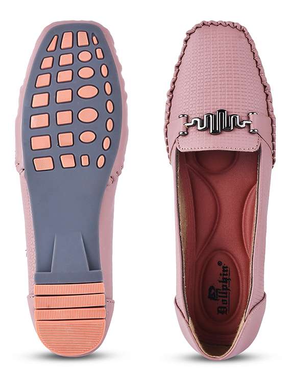 women mauve textured slip on loafer - 20614450 - Standard Image - 5