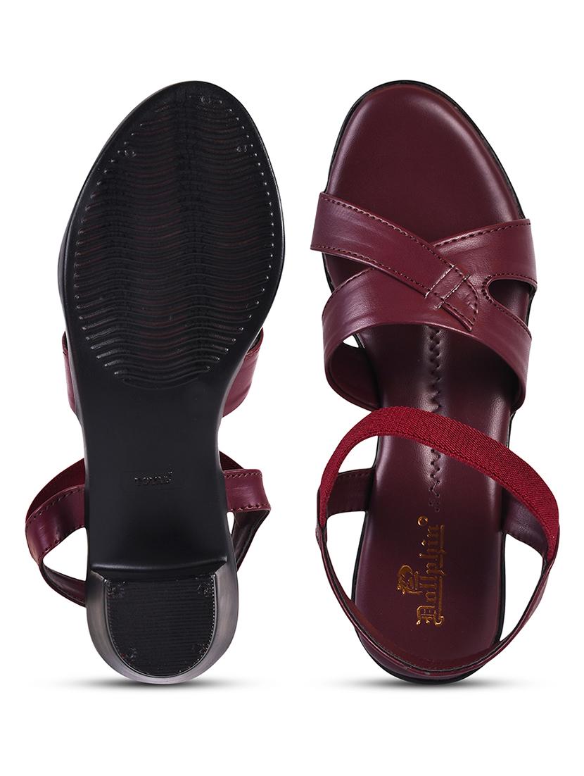 women burgundy ankle strap sandal - 20614471 - Standard Image - 5