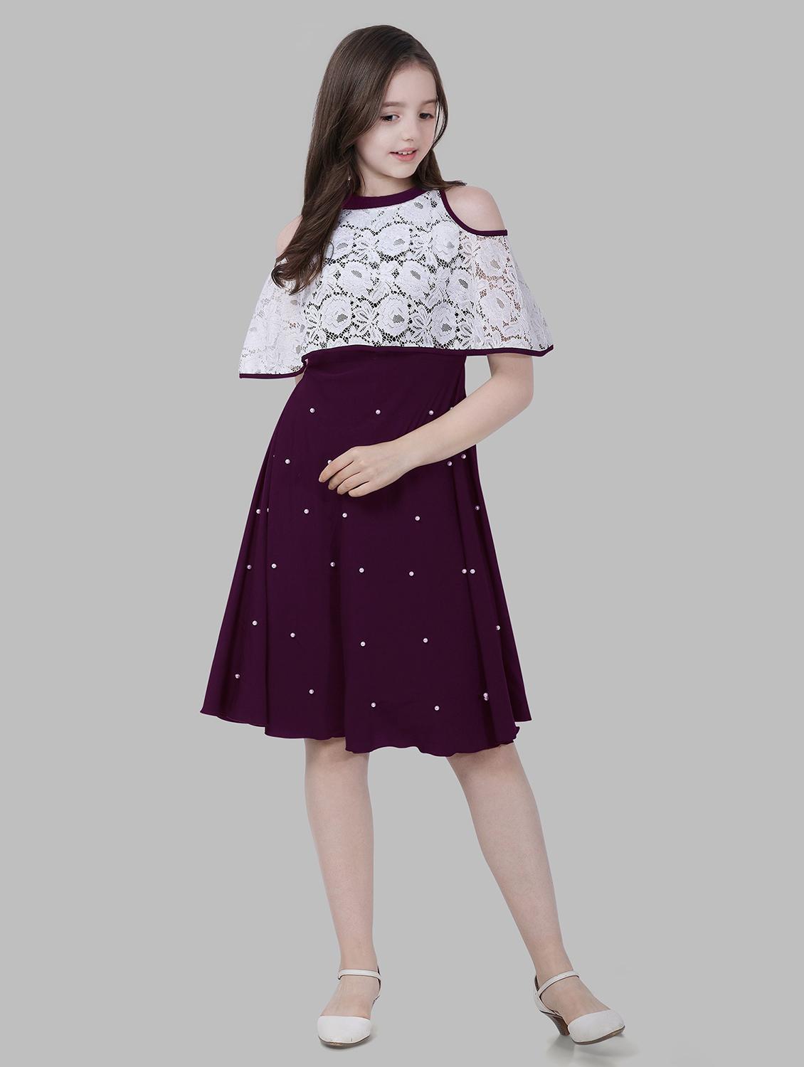 girls round neck embellished frock - 20614519 - Standard Image - 3