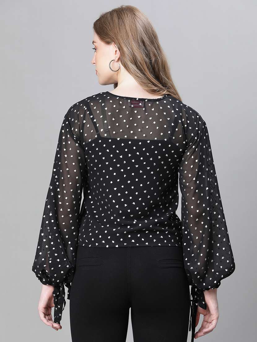 women self designed round neck top - 20615194 - Standard Image - 3
