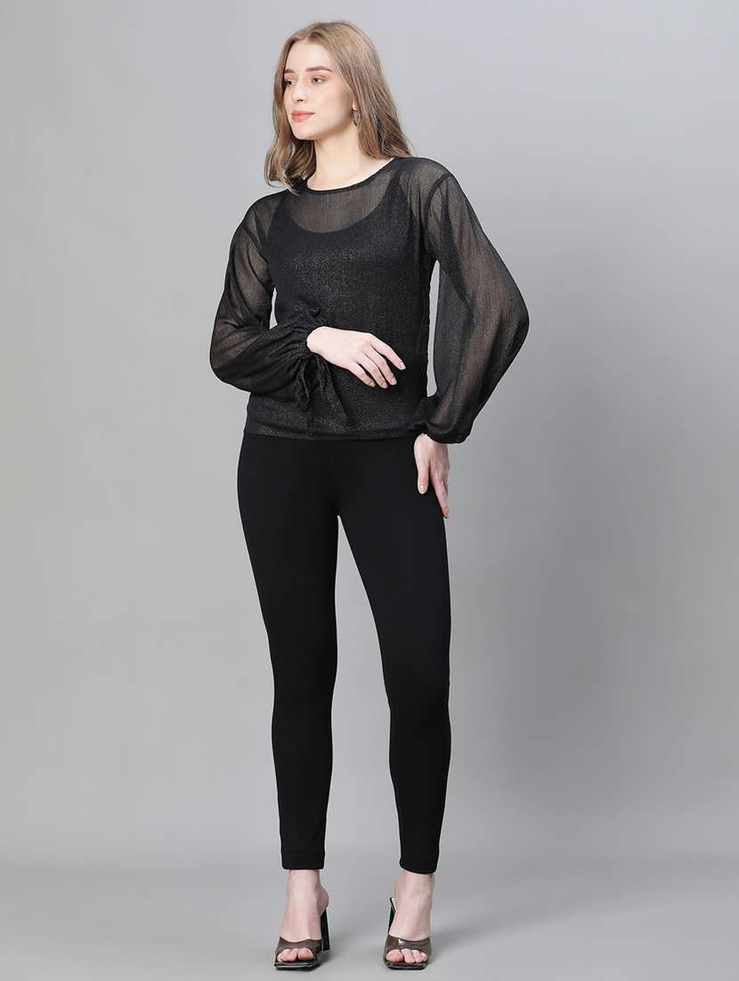 women black self designed blouson top - 20615196 - Standard Image - 5